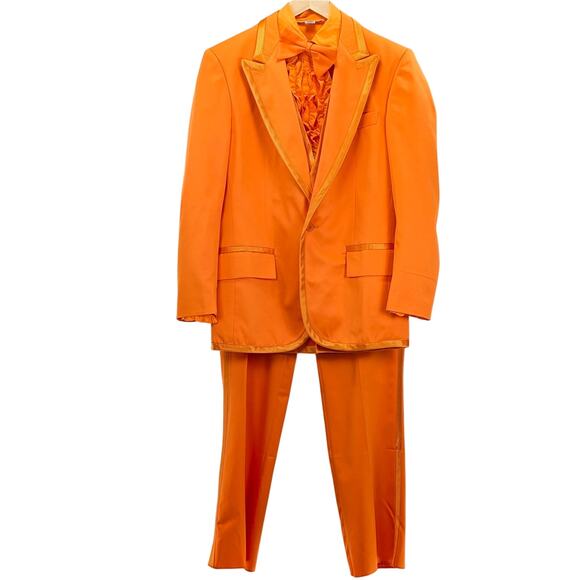 Bright Orange 5-Piece Tuxedo Suit Medium | Statement Dopamine Prom Wedding Party - Picture 1 of 16
